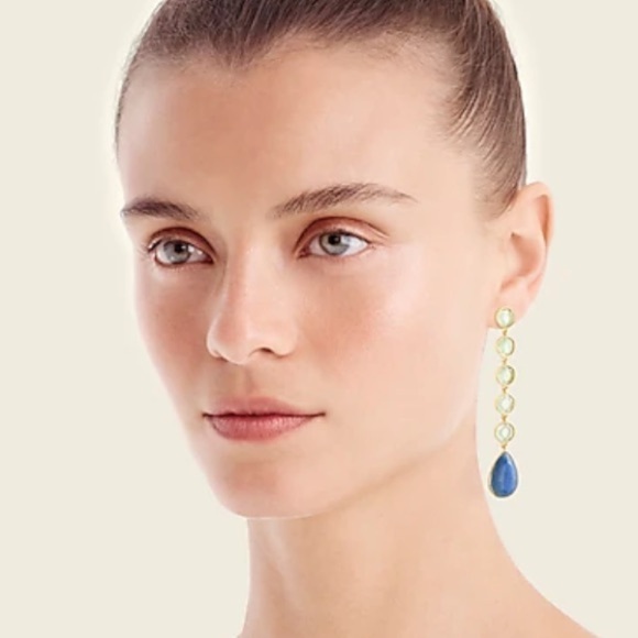 J. Crew Mixed Stone Drop Earrings Light Mint New - Picture 1 of 5